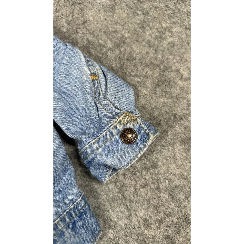 VTG LEE White Tab Button Front Denim Jean Jacket 90s Blue Baby 2T